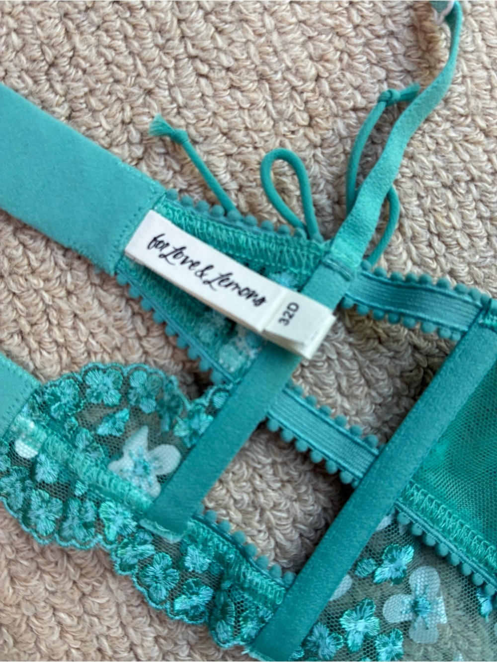 For Love & Lemons Floral Lace Longline Bralette top - Picture 4 of 6